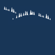 Taie d'oreiller montagne carrée en percale de coton bleu nuit brodée de motifs sapins blancs.