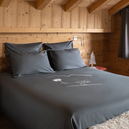 Housse de couette montagne Tout schuss grise