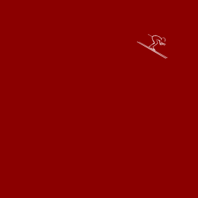 Federa quadrata a montagna in percalle di cotone rosso, ricamata con un motivo di sciatore.