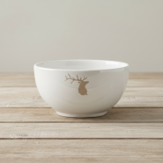 Bol montagne en faïence motif cerf beige.