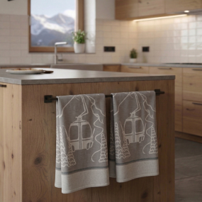 Gondola kitchen towel (X2) Chocolate