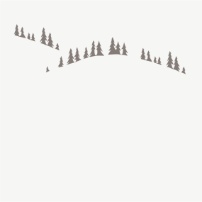 Taie d'oreiller montagne en percale de coton blanche brodée de sapins gris.