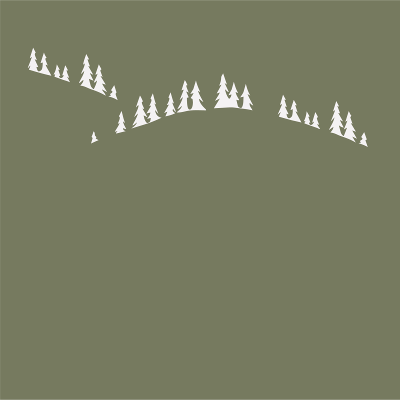 Taie d'oreiller montagne en percale de coton verte brodée de sapins blancs.