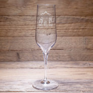 Mountain champagne flute with three marmots and peaks design