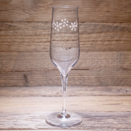 Mountain champagne flute with snowflakes design