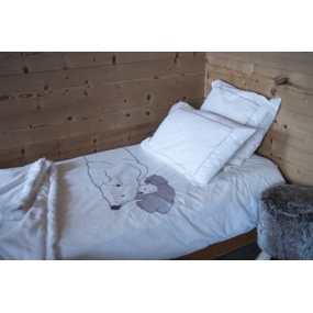 Funda de almohada color crema - borde gris 65x65cm